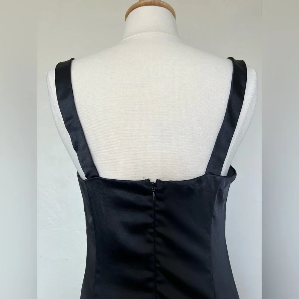 AQUA Black Satin Square Neck Mini Dress - Picture 4 of 5